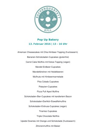 Kuchenkarte Pop Up Bakers 13.02.16