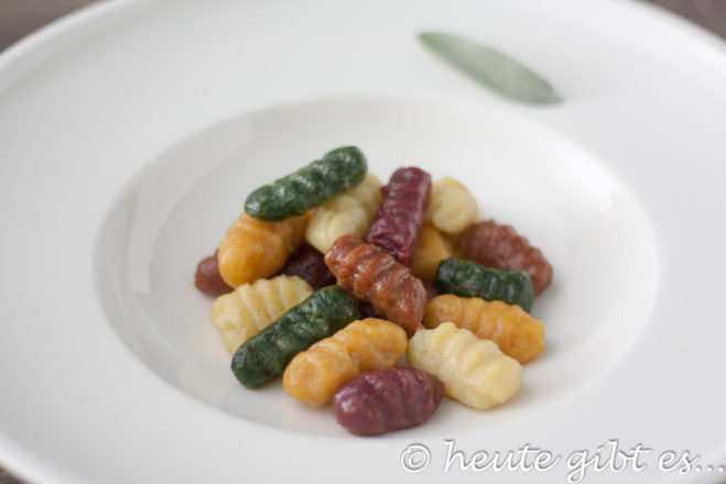 Farbige Gnocchi in 5 Farben (vegan)