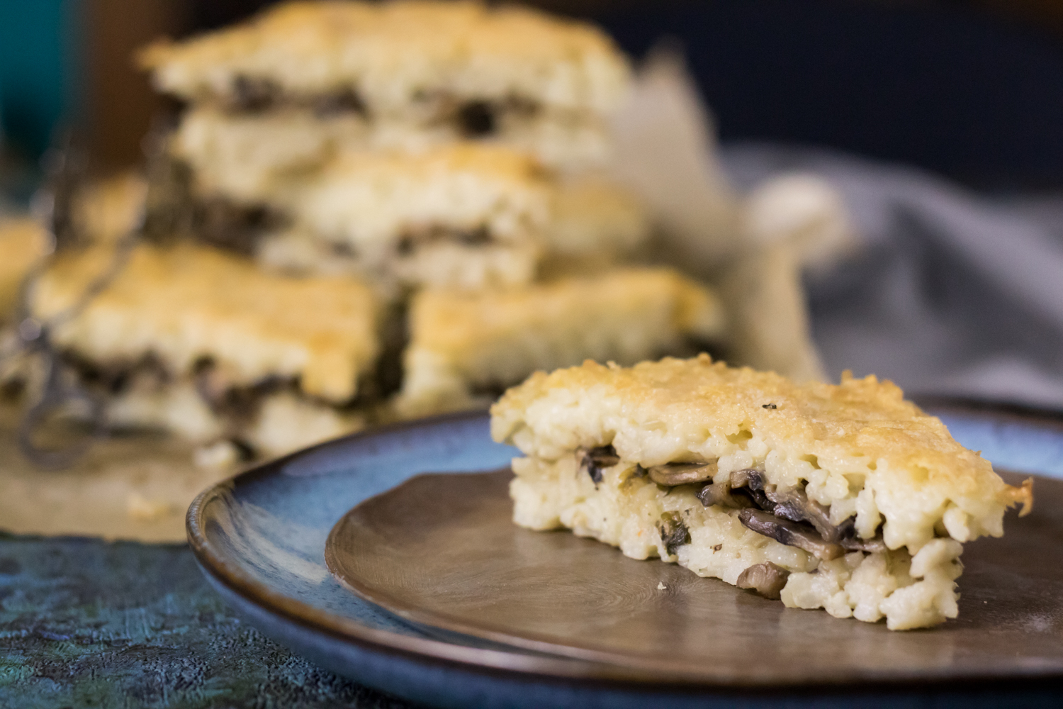 Italienischer Reiskuchen mit Pilzen – perfektes Fingerfood für ein Buffet